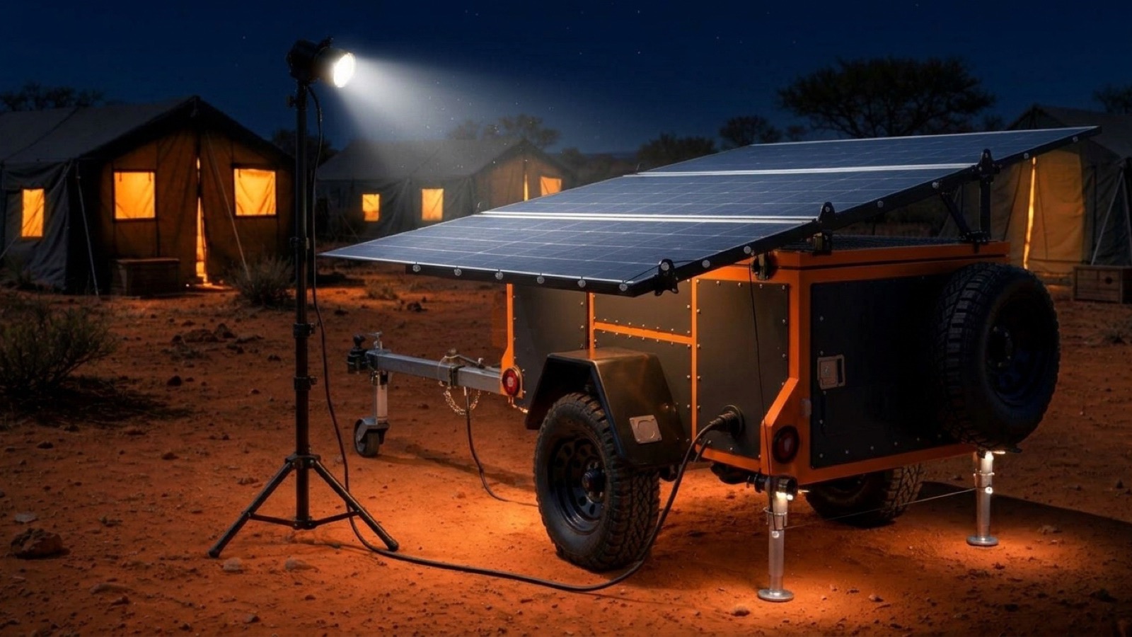 Rollout R-01 lighting a bush camp at night